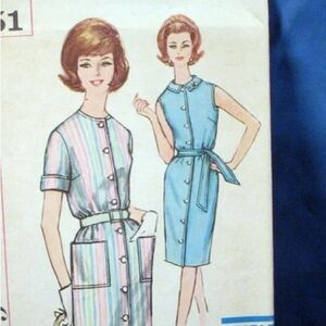 VINTAGE 50’s European Blue and White Sleeveless Midi Dress with Tie Belt Pinup